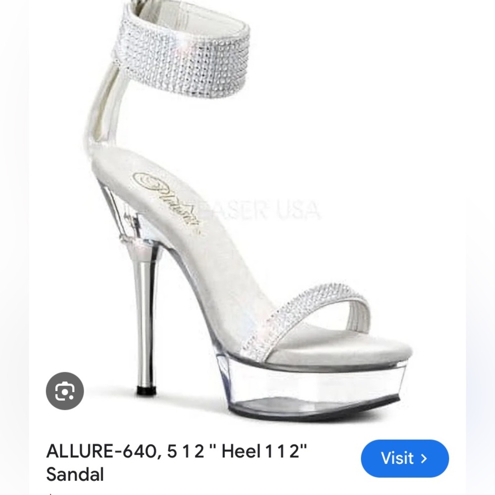 Pleaser allure 640 white rhinestone sandal platform pleasers size 5